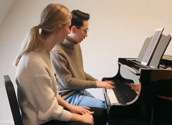 Teenage piano student during a lesson